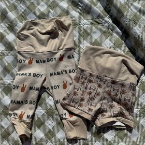 Mama's Boy Beige Kids Bottoms Set